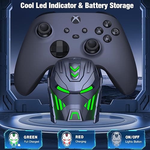 Charger Station with 2x5520mWh Rechargeable Battery Pack for Xbox One/Xbox Series X Controller, Dual Charging Dock with 4 Battery Covers (Grey) thumbnail 4