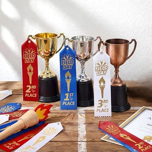 Thiccywoov 90 Pcs Field Day Ribbons for 1st, 2nd, 3rd Place, 8" x 2" Field Award Ribbons with Event Card and String for Sports Event, Competition Prize Gift, Contest Ornaments thumbnail 2