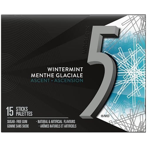 5 GUM, Wintermint-Ascent Flavoured Sugar Free Chewing Gum, 15 Sticks, 10 Packs thumbnail 4