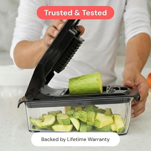 Vegetable Chopper Vegetable Cutter - Food Onion Salad Veggie Chopper with Container - French Fry Potato Dicer Slicer Cutter - Kitchen Tools & Gadgets (4-in-1 Black) thumbnail 8