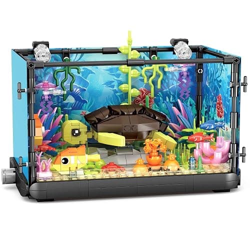 Maxiryx Fish Tank Building Set, Turtle Aquarium Model with Corals and Water Plants, Educational Toys for Boys Girls Aged 8+, 742pcs - Image 1