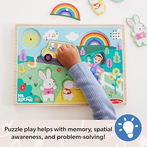Melissa & Doug® Ms. Rachel™ Wooden Song Peg Puzzle, 6-Piece Light-Activated Sound Puzzle with Full Songs, Toddler Toys for Boys and Girls Ages 2-5+ Years - FSC Certified thumbnail 5
