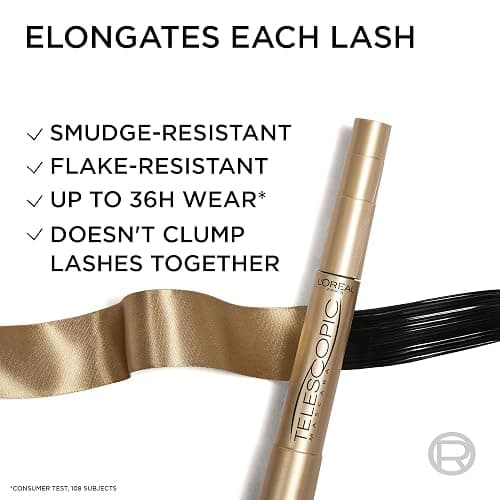 L'Oréal Paris Mascara, Telescopic Original Mascara to Achieve Dramatic Length & Definition, Up to +71% Lengthening Effect, Smudge-Resistant and Long-Wearing Formula for Up to 36H Wear, 8ml thumbnail 3