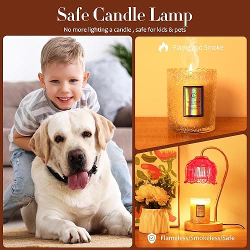 Merrtody Vintage Flower Candle Warmer Lamp with Timer & Dimmer - Lotus Candle Lamp Warmer - Fits All Jar Scented Candles，Unique Gifts for Mom thumbnail 4