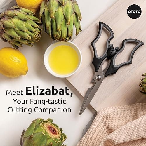 OTOTO Elizabat Kitchen Scissors - Halloween Goth Cute Bat Kitchen Shears, Gothic Scissors Utensils - Spooky Bats Halloween Gifts, Cute Gadgets, Kitchen Gadgets thumbnail 4