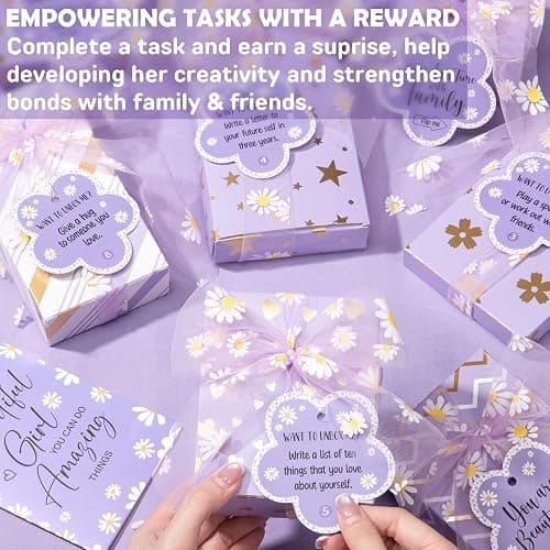 Easter Basket Gifts for Tween & Teen Girls, 8 PCS Birthday Gift Teenage Girl Gifts Trendy Stuff w/Fun Task Tag Makeup Brushes & Bag, Empower Positive Wrapped Gift Prefilled Stuffers for Daughter Niece thumbnail 5