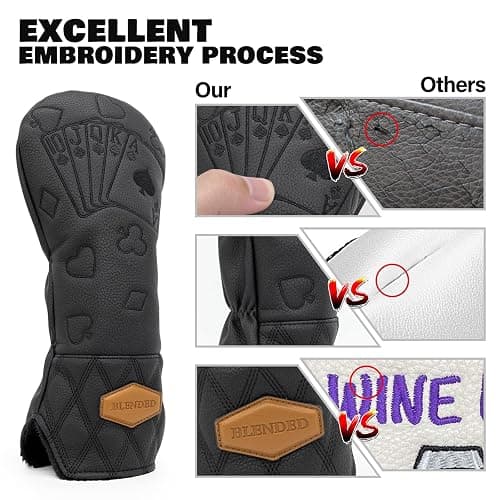 BAIRBRE Golf Club Covers Poker Golf Head Covers Driver Covers Fariway Wood Headcover Hybrid Covers Leather Golf Headcover with Number Tag for All Brand thumbnail 4
