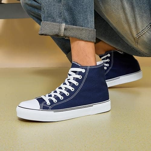 hash bubbie Unisex Fashion High top Sneakers Womens Classic High Tops Canvas Shoes Casual Tennis Shoes for Men - 13 Women/11 Men - Navy thumbnail 7