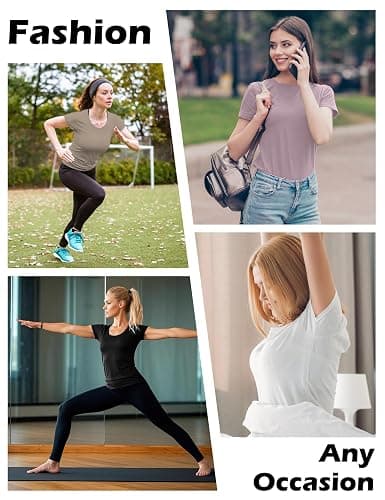 Kinglaman 5 Pack Women's Short Sleeve Basic T Shirts Tees, Slim Fit Crew Neck Tshirt Summer Tops for Casual Workout Trendy thumbnail 7