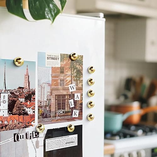 Janvelle Gold Fridge Magnets 12PCS Small Round Magnet for Refrigerator | 0.71inch Cute Photo Decorative Magnet Set Mini Magnets for Office Whiteboard Decor thumbnail 2