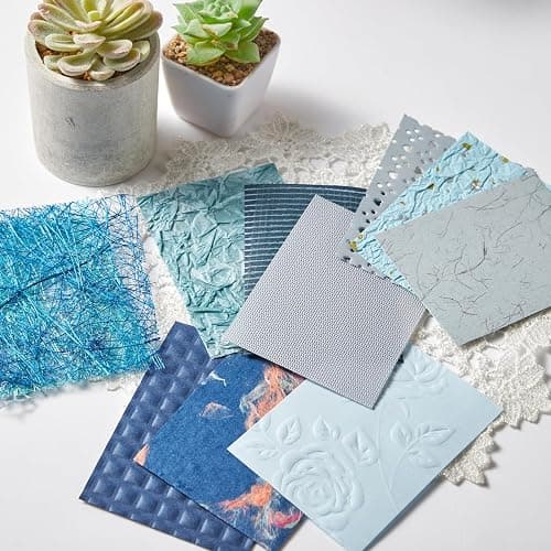 208 Sheets A7 Scrapbook Paper Kit, 12 Colors Mixed Textured Paper and Mesh Fabric Assorted Set, Junk Journal Supplies for DIY Crafts, Bullet Journal, Card Making, Scrapbooking thumbnail 8