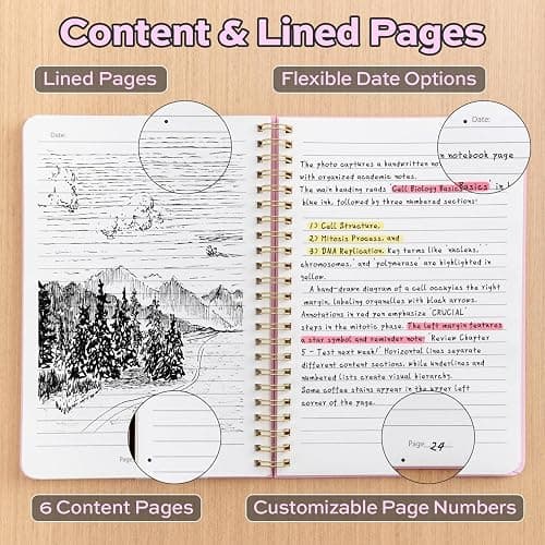 deli Pink Lined Spiral Journal Notebook, 160 Pages, A5 (5.5"x8") Hardcover Writing Notebook, College Ruled Spiral Bound Journal for Women & Men - Perfect for Work, School, Office & Note Taking thumbnail 3
