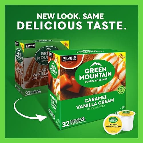 Green Mountain Coffee Roasters Caramel Vanilla Cream, Single-Serve Keurig K-Cup Pods, Flavored Light Roast Coffee Pods, 32 Count thumbnail 2