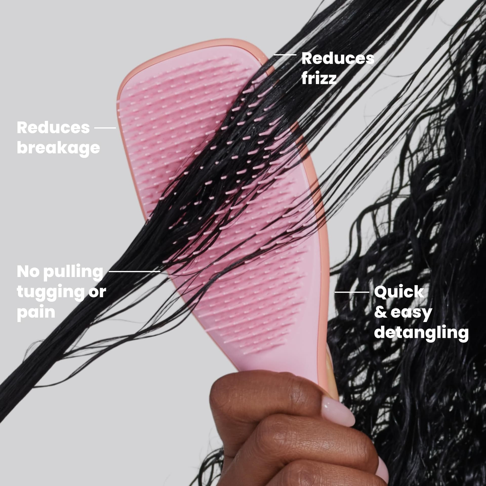 Tangle Teezer - Escova de cabelo desembaraçadora The Wet Detangler para texturas grossas a crespas. Ideal para o uso em fios úmidos Cor: Mango Pink thumbnail 4