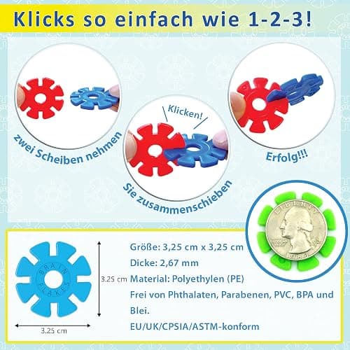 Brain Flakes 500 Piece Set, Ages 3+, Interlocking Plastic Disc Toy for Creative Building, Educational STEM Learning, Construction Block Play for Kids, Teens, Adults, Boys, and Girls thumbnail 6