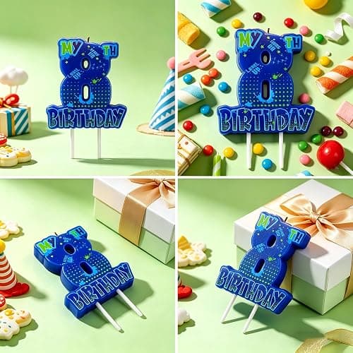 Video Game Birthday Number 8 Candle, 3.5 x3.2in Level Up Gamer 8th Birthday Cake Topper, Gaming Themed Party Decorations for Boys thumbnail 5