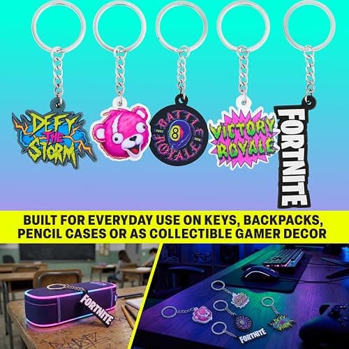 Fortnite Pack of 5 Keychain for Teens, Men, Keychains Accessories for Backpacks, Bags, Collectibles, Cute Key Chain Keyrings Set, Gifts for Gamers thumbnail 4
