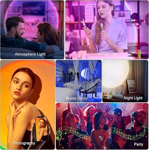 Kangtaixin Sunset Lamp - RGB Sonnenuntergang Lampe - App-Steuerung USB-Anschluss LED Projektor 360 ° Drehbares Romantisches Vision-Stimmungslicht für Fotografie, Selfie, Dopamine, Wohnzimmer Deko thumbnail 6