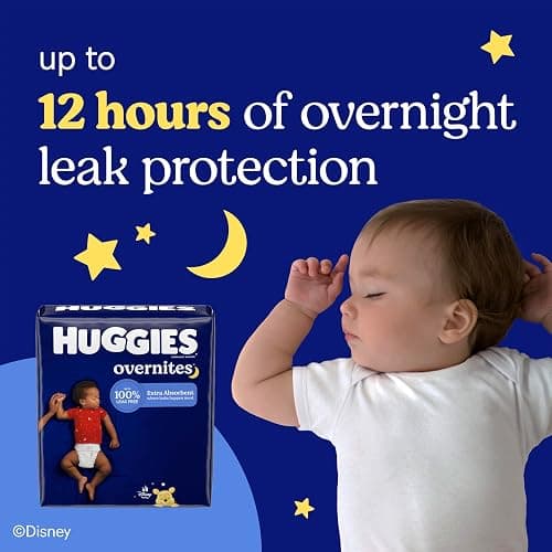 Huggies Size 4 Overnites Baby Diapers: Overnight Diapers, Size 4 (22-37 lbs), 116 Ct (2 Packs of 58), Packaging May Vary thumbnail 8