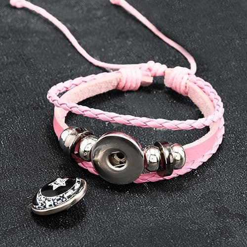Sun and Moon Bracelets for Couples, Matching Black and Pink Adjustable Set, Couples Jewelry Gift for Him and Her thumbnail 7