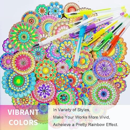 Aen Art Glitter Gel Pens, 100 Color Glitter Pen Set for Making Cards, 30% More Ink Neon Glitter Gel Marker for Adult Coloring Books, Journaling Crafting Doodling Drawing thumbnail 5
