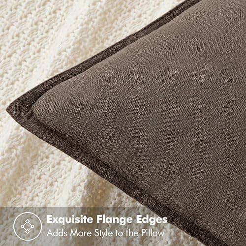 MIULEE Decorative Linen Pillow Covers 18x18 Inch Coffee | Boho Farmhouse​ ​Fall Autumn Couch Throw Pillows for Bed, Pack of 2 Accent Modern Pillowcases, Sofa Livingroom Home Decor thumbnail 2