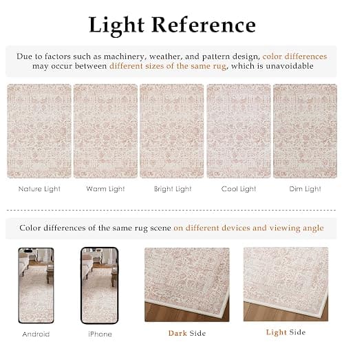 PureCozy 5x7 Washable Area Rug Pink Vintage Distressed Rug for Office Non Slip Low Pile Traditional Thin Indoor Retro Carpet Soft Floor Cover for Living Ding Room Bedroom Laundry Dorm thumbnail 2