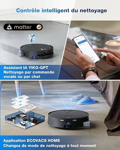ECOVACS DEEBOT X9 PRO OMNI Robot Aspirateur Laveur, Aspirateur Robot 16600Pa, Ultra-fin, Technologie BLAST, Auto-nettoyage instantané OZMO ROLLER, ZeroTangle3.0, TruEdge2.0, Lavage à l'eau chaude,Noir thumbnail 9