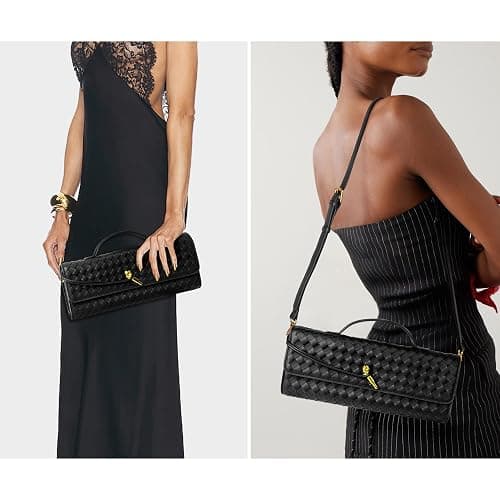 Joryin Woven Purse for Women Evening Clutch Woven Leather Handbags Crossbody Bag Purse Formal Evening Bag, Vegan Leather thumbnail 2