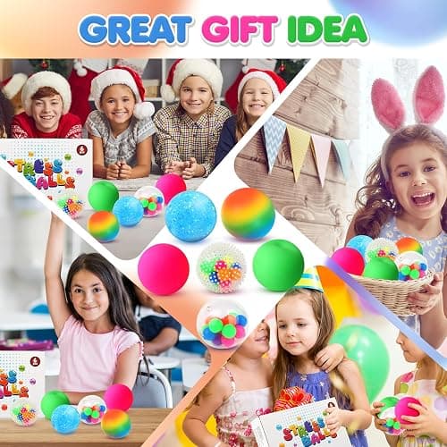 6 Set Squishy Sensory Stress Squeezing Balls forAdults: Best Calming Tool to Relieve Anxiety, Vent Mood and Improve Focus, Easter Basket Stuffers for Kids, Goodie Bag Stuffers thumbnail 6