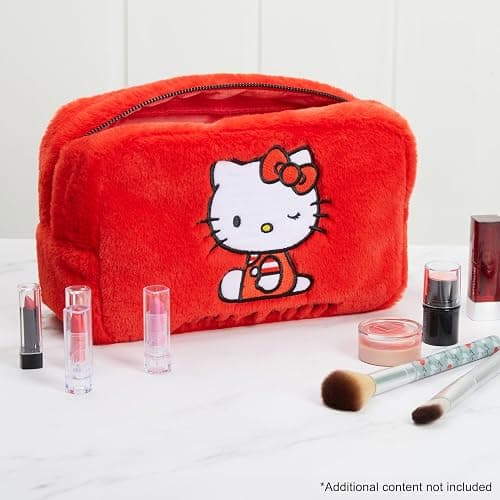 Hello Kitty Cute Makeup Bag Fluffy Kawaii Travel Bag, Zipped Cosmetic Bag Toiletry Bag for Women Teens Girls, Gift for Her thumbnail 2