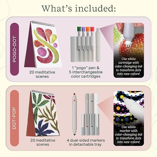 Lifelines FlowArt Activity Pad, 2-Pack & Bonus Pad - Guided Dot Art Meditations with Markers – Dot-Pop and Pogo-Dot Coloring Books for Tweens, Adults & Seniors thumbnail 3