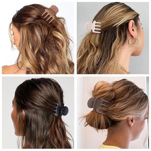 USDNICE Medium Hair Clips Combination 2 Styles Small Claw Clips for Thin Hair 8 Pcs Matte Non-slip Rectangle Jaw Clips Square Hair Accessories for Women and Girls (Brown) thumbnail 6