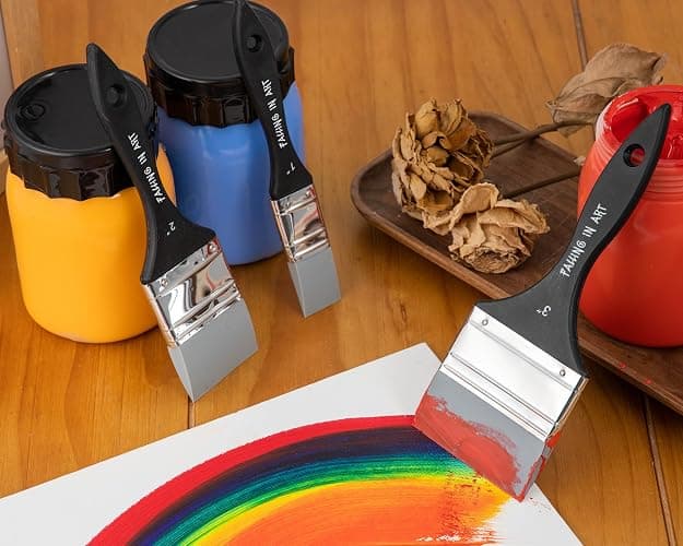 Falling in Art Silicone Paint Brush Set, Lined Edged Flexible Color Shapers, Flat Shaped Painting Tool for Water Based Acrylic Paints, Gouache, Oil, and All Water soluable Mediums 3Pcs(1'', 2'', 3'') thumbnail 2