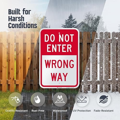 SmartSign 18 x 12 inch “Do Not Enter - Wrong Way” Metal Sign, 63 mil Aluminum, 3M Laminated Engineer Grade Reflective Material, Red and White, Made in USA thumbnail 4