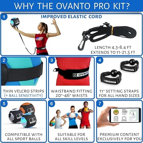 OVANTO Volleyball Training Equipment Aid – Solo Volleyball Equipment in 4 Styles to Serve, Spike, Set and Pass Like a Pro - Adjustable Volleyball Practice Equipment Gift for Beginners & Experts thumbnail 4