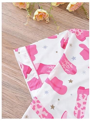 WDIRARA Women's 2 Piece Boots Graphic Pajama Set Pocket Patched Button Down Shirt with Shorts Satin Sleepwear thumbnail 4