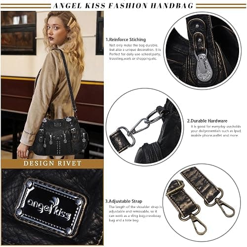 Angel Kiss Purses for Women Soft PU Leather Large Hobo Bags for Women Shoulder Bag | Soft, PU Leather, Large, Soft, PU Leather, Large thumbnail 5