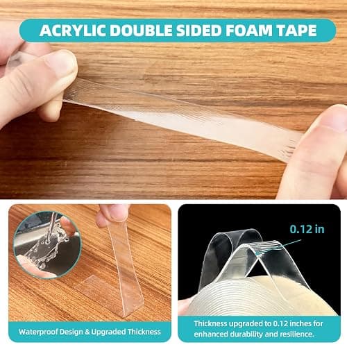 P7yaumy Double Sided Tape Heavy Duty 0.75in×20ft, Nano Tape Double Sided, Removable Traceless Two Sided Adhesive Tape, Clear Mounting Tape Double Sided Tape for Walls, Hanging Picture,Poster,Carpet thumbnail 3
