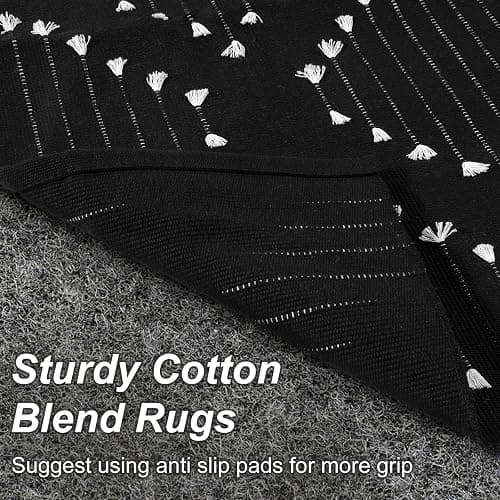 LIVEBOX Boho Black Bathroom Rug 2x3 Bath Mat, Washable Cotton Woven Throw Rugs, Small Accent Rug for Front Door Outdoor Entryway, Kitchen thumbnail 6