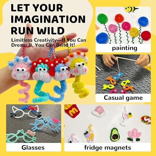 ESUOHYM 200PCS Pipe Cleaners Craft Bulk with Instruction Manual, Gifts, Christmas Decorations 20 Colors Decor, Chenille Stems Art Supplies Thick Wire Sticks DIY Project Adults thumbnail 6
