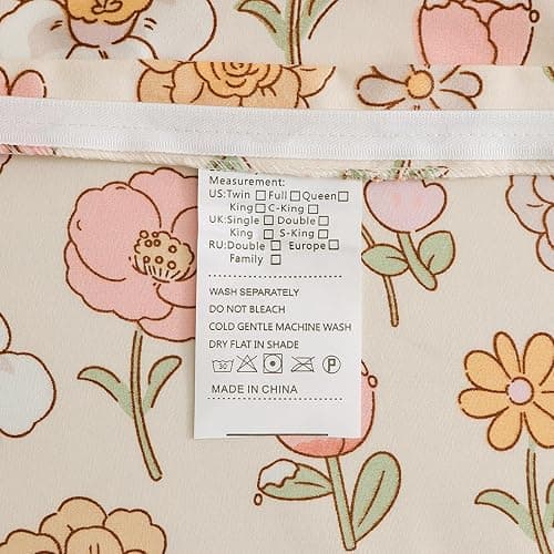 VOGIAY Housse de Couette 140x200 Motif de Bouquets de Fleurs Rose Parure de Lit Botanique Fermeture Éclair - Linge de Lit 1 Personne Adulte avec Taie d'oreiller 65x65 cm thumbnail 6