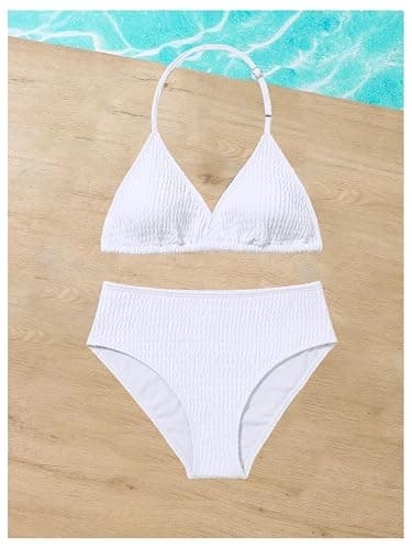 RoseSeek Girl's Tie Dye Smocked 2 Piece Swimwear Sets Backless Halter Bikini Cute Brief Bathing Suit thumbnail 4