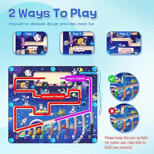 Magnetic Color and Number Maze - Montessori Toys for 3+ Year Old - Wooden Color Matching Learning Counting Puzzle Board -Toddler Activities Fine Motor Skills Toys for Boys Girls 3 4 5 Years Old thumbnail 4