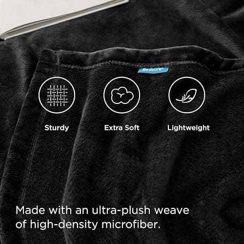 Bedsure Fleece Blankets King Size Black - Bed Blanket Soft Lightweight Plush Cozy Fuzzy Luxury Microfiber, 108x90 inches - Black - King (108" x 90") thumbnail 5