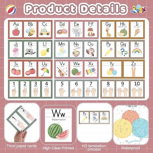 COCHIE Boho Alphabet for Classroom Wall Decorations Kindergarten Preschool, Alphabet Number Line Posters Bulletin Board Set of 12, Back to School ABC Letters Teacher Must Haves Supplies (Boho) thumbnail 3