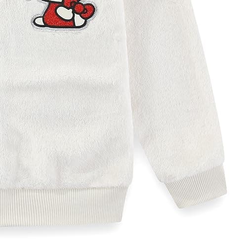 Hello Kitty Sanrio Girls Zip Up Coral Fleece Hoodie with Ears and Bow for Big Kids thumbnail 5