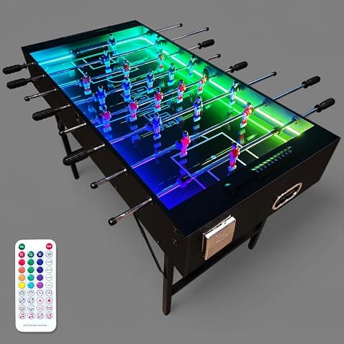 PartyLife 48" Foosball Table w/Folding Steel Legs & Optional LED Lights, Smooth Surface, Very Sturdy - Perfect for Kids and Adults, Game Rooms & Home Arcade! - Image 1