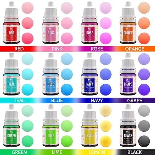 Food Colouring - 12 Colours Variety Liquid Cake Icing Food Colouring Kit for Baking, Fondant, Decorating and Cooking - Vibrant Food Colour Dye for Airbrush, DIY Slime Making and Crafts - 6ml Each thumbnail 2