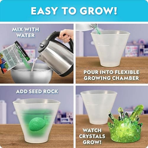 NATIONAL GEOGRAPHIC Mega Crystal Growing Kit for Kids- Grow 8 Crystals with Light-Up Stand, Science Gifts for Kids 8-12, Crystal Making Experiment, Science Kit for Girls and Boys thumbnail 3